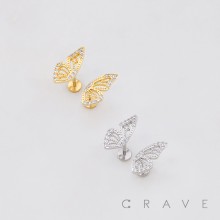 MULTI CZ BUTTERLFY WING TOP PUSHIN (THREADLESS) 316L SURGICAL STEEL LABRET SET